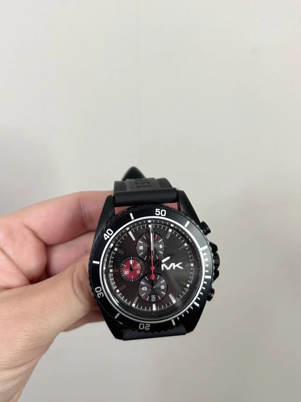MICHAEL KORS BLACK JETMASTER SILICONE BAND CHRONOGRAPH MEN'S WATCH MK8377